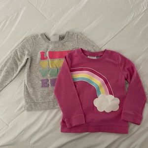 2 girls rainbow sweatshirts